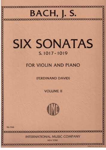 BACH, Johann Sebastian (1685-1750) Six Sonatas: Volume 2, S.1017-1019 for Violin and Piano (DAVID)