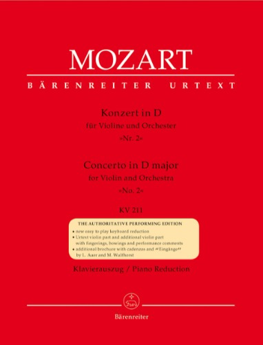 MOZART, Wolfgang Amadeus (1756-1791) Concerto No. 2 in D major KV 211 for Violin and Piano