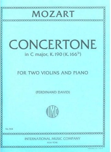 MOZART, Wolfgang Amadeus (1756-1791) Concertone in C Major, K.190 (K.166b) for two Violins and Piano