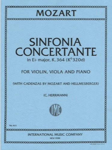 MOZART, Wolfgang Amadeus (1756-1791) Symphonie Concertante in E flat major, K. 364 With Cadenzas by Mozart and Hellmesberger for Violin, Viola and Piano