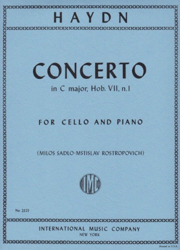 HAYDN, Joseph (1732-1809) Concerto in C major, Hob. VIIb: No. 1 for Cello and Piano(SADLO-ROSTROPOVICH)