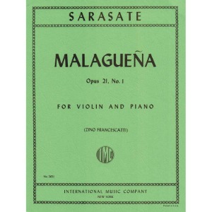 SARASATE, Pablo de (1844-1908) Malaguena Op. 21, No.1 for Violin and Piano (FRANCESCATTI)