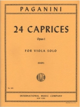 PAGANINI, Niccolo (1782-1840) 24 Caprices, Op.1 for Viola (RABY)