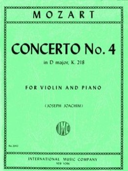 MOZART, Wolfgang Amadeus (1756-1791) Concerto No. 4 in D Major, K. 218  for Violin and Piano (JOACHIM)