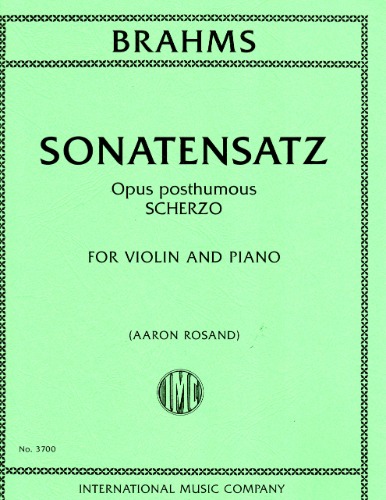 BRAHMS, Johannes (1833-1897) Sonatensatz (Scherzo) Op. posth. for Violin and Piano