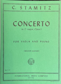 STAMITZ, Karl (1745-1801) Concerto in D major, Op.1 for Viola and Piano (KATIMS)