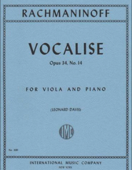 RACHMANINOFF Sergei (1873-1943) Vocalise Op.34, No.14 for Viola and Piano (DAVIS)